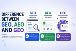 difference between seo, aeo and geo